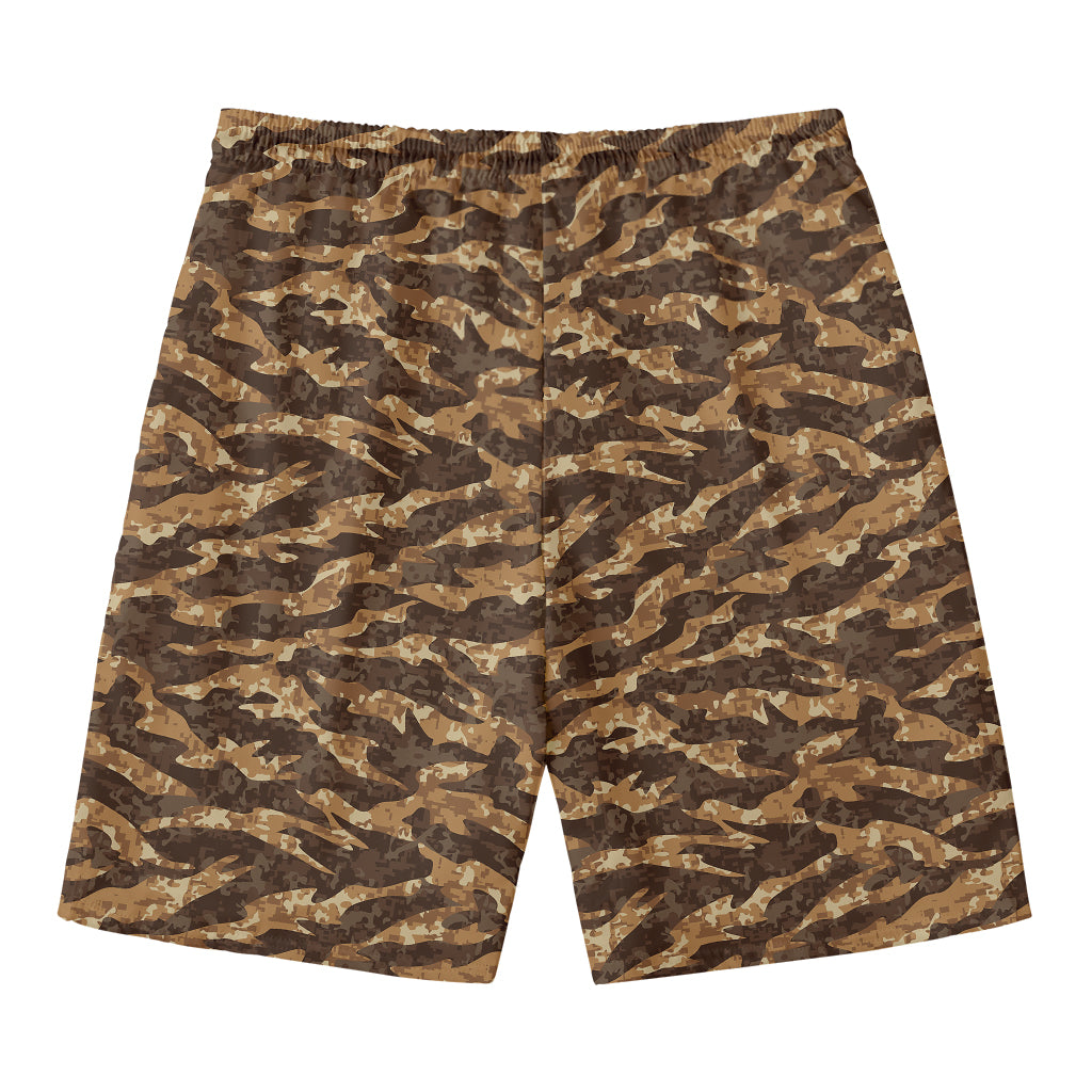 Desert Tiger Stripe Camouflage Print Men's Swim Trunks