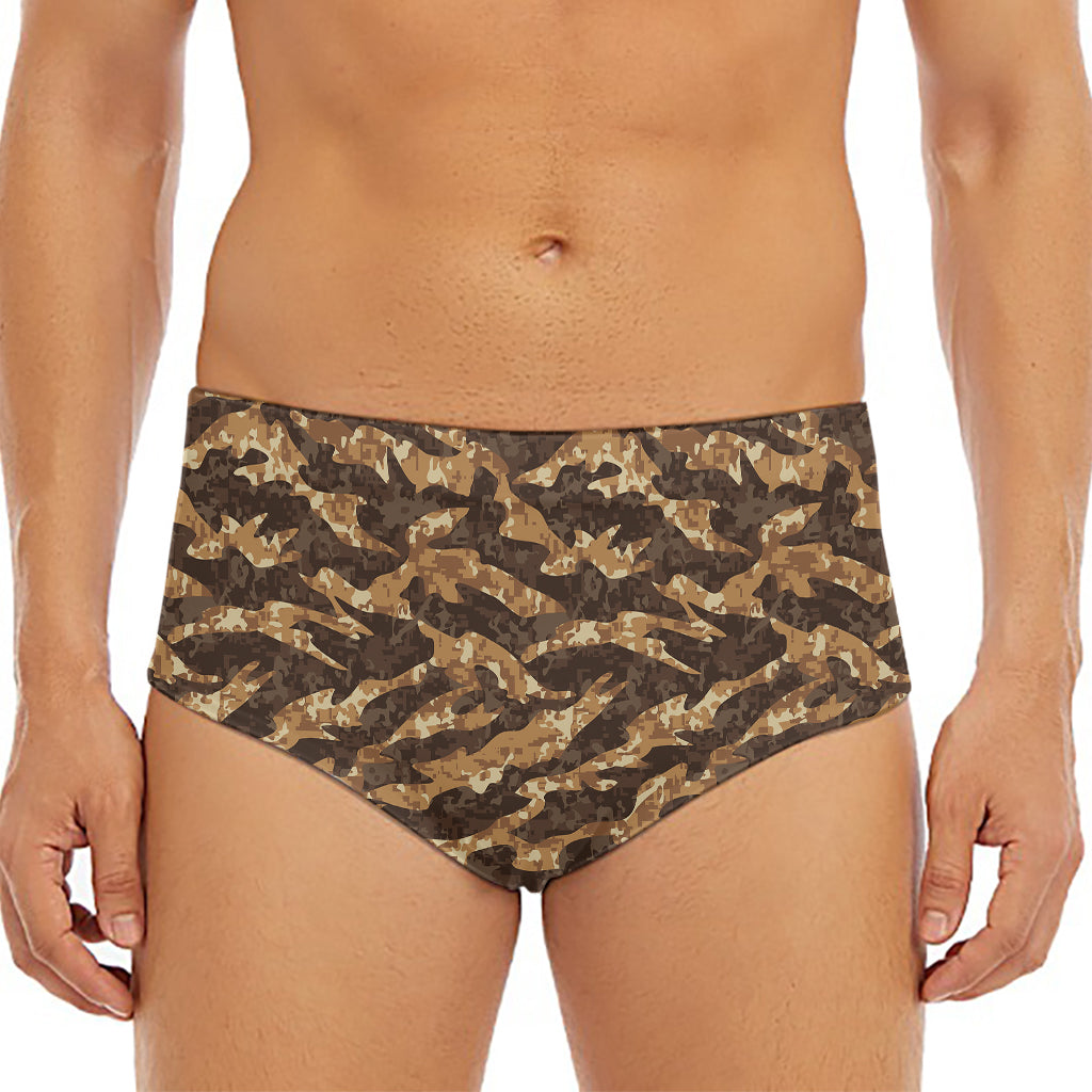 Desert Tiger Stripe Camouflage Print Men's Triangle Swim Briefs