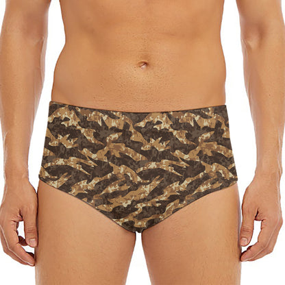 Desert Tiger Stripe Camouflage Print Men's Triangle Swim Briefs
