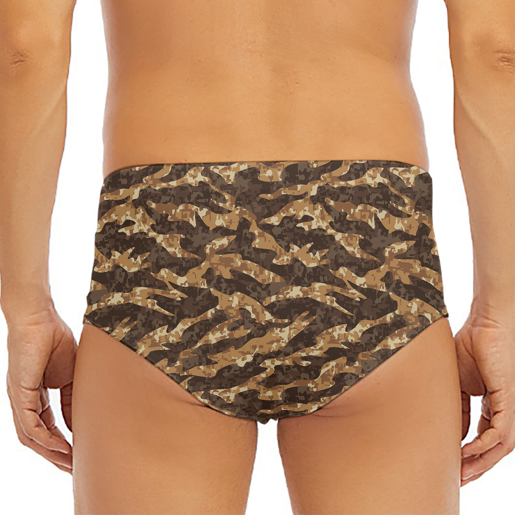 Desert Tiger Stripe Camouflage Print Men's Triangle Swim Briefs