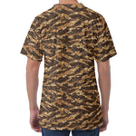 Desert Tiger Stripe Camouflage Print Men's Velvet T-Shirt