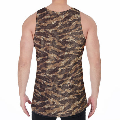 Desert Tiger Stripe Camouflage Print Men's Velvet Tank Top