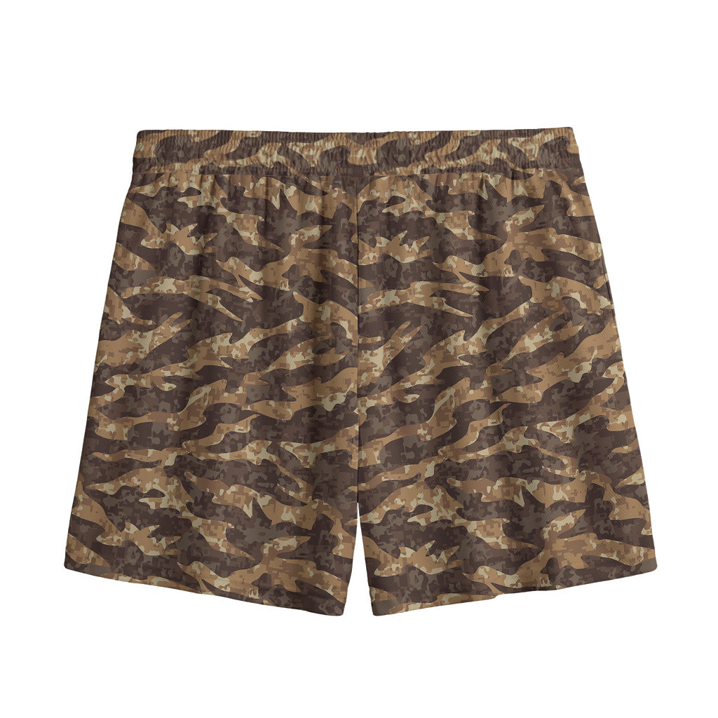 Desert Tiger Stripe Camouflage Print Mesh Shorts
