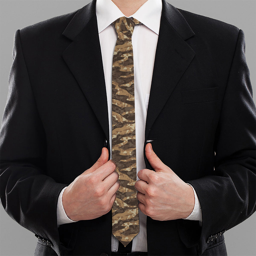 Desert Tiger Stripe Camouflage Print Necktie