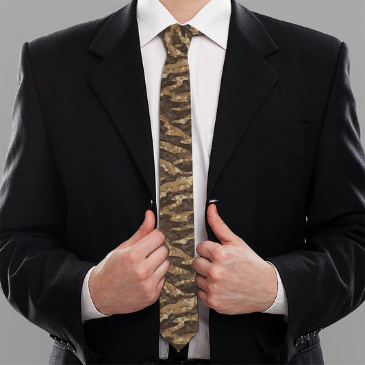 Desert Tiger Stripe Camouflage Print Necktie