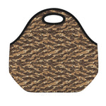 Desert Tiger Stripe Camouflage Print Neoprene Lunch Bag