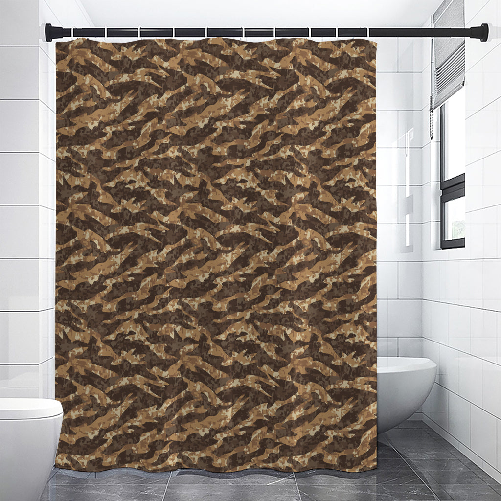Desert Tiger Stripe Camouflage Print Premium Shower Curtain