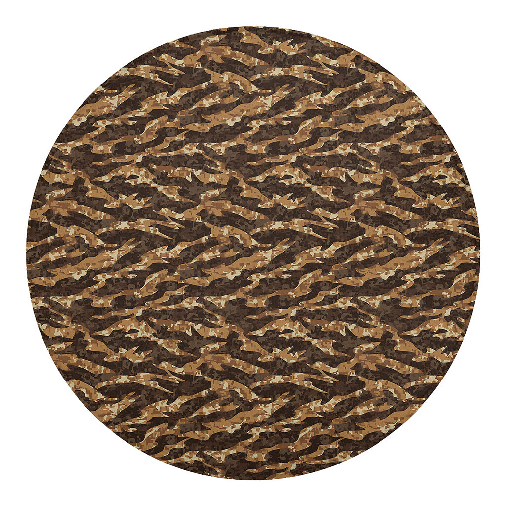 Desert Tiger Stripe Camouflage Print Round Blanket