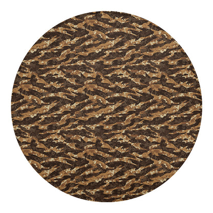Desert Tiger Stripe Camouflage Print Round Blanket