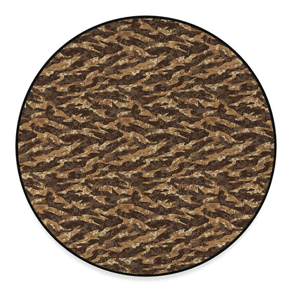 Desert Tiger Stripe Camouflage Print Round Floor Mat