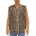 Desert Tiger Stripe Camouflage Print Sleeveless Baseball Jersey