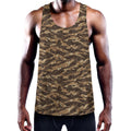 Desert Tiger Stripe Camouflage Print Men's Workout Tank Top
