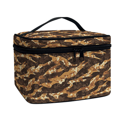 Desert Tiger Stripe Camouflage Print Travel Makeup Bag