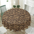 Desert Tiger Stripe Camouflage Print Waterproof Round Tablecloth