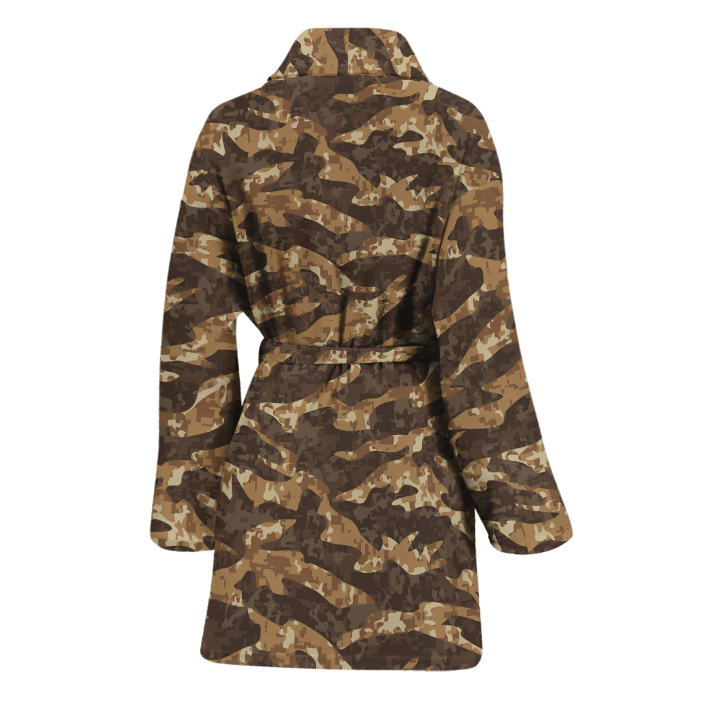 Desert Tiger Stripe Camouflage Print Women's Bathrobe