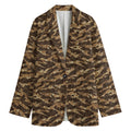 Desert Tiger Stripe Camouflage Print Women's Cotton Blazer