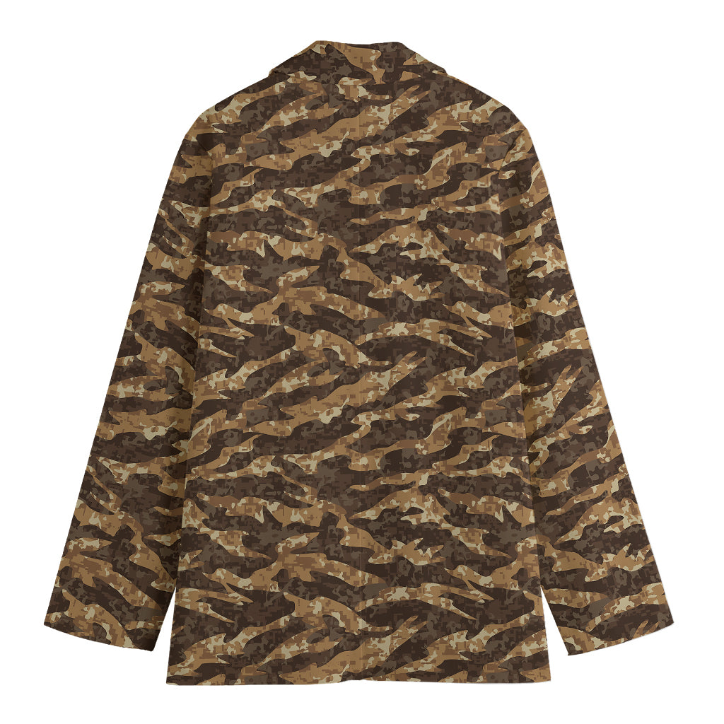 Desert Tiger Stripe Camouflage Print Women's Cotton Blazer