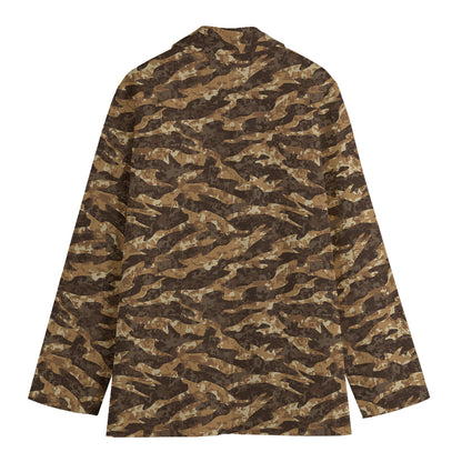 Desert Tiger Stripe Camouflage Print Women's Cotton Blazer