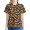 Desert Tiger Stripe Camouflage Print Women's Polo Shirt