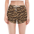 Desert Tiger Stripe Camouflage Print Women's Split Running Shorts