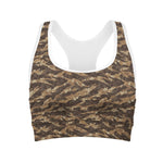 Desert Tiger Stripe Camouflage Print Women's Sports Bra