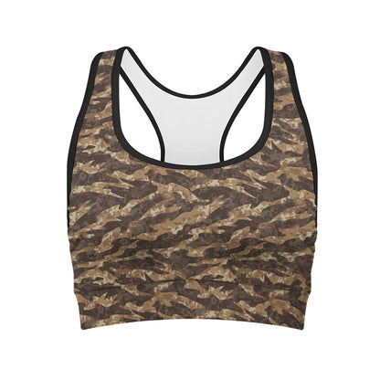 Desert Tiger Stripe Camouflage Print Women's Sports Bra