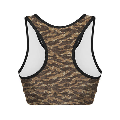 Desert Tiger Stripe Camouflage Print Women's Sports Bra
