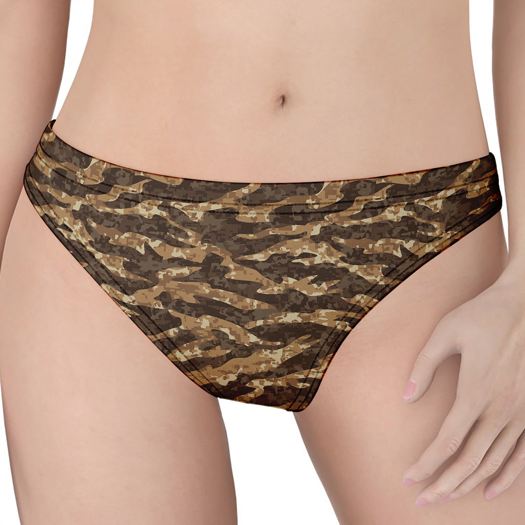 Desert Tiger Stripe Camouflage Print Women's Thong