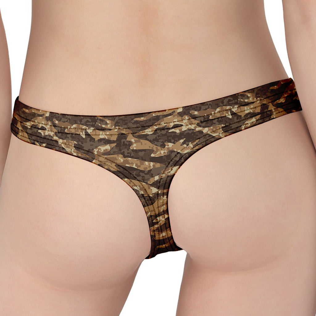 Desert Tiger Stripe Camouflage Print Women's Thong