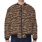 Desert Tiger Stripe Camouflage Print Zip Sleeve Bomber Jacket