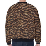 Desert Tiger Stripe Camouflage Print Zip Sleeve Bomber Jacket