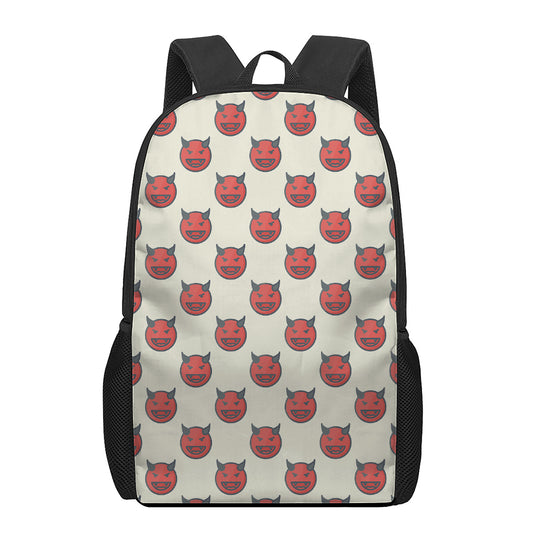 Devil Emoji Pattern Print 17 Inch Backpack