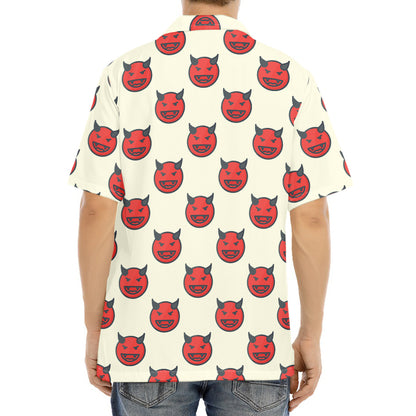 Devil Emoji Pattern Print Aloha Shirt