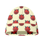 Devil Emoji Pattern Print Beanie