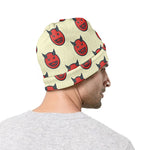 Devil Emoji Pattern Print Beanie