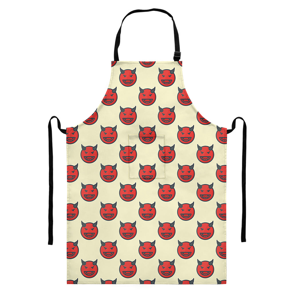 Devil Emoji Pattern Print Bib Apron With Pocket