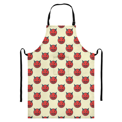 Devil Emoji Pattern Print Bib Apron With Pocket