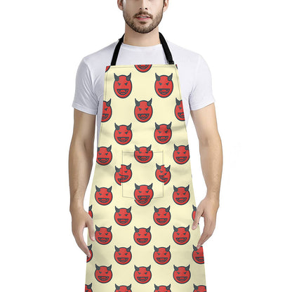 Devil Emoji Pattern Print Bib Apron With Pocket
