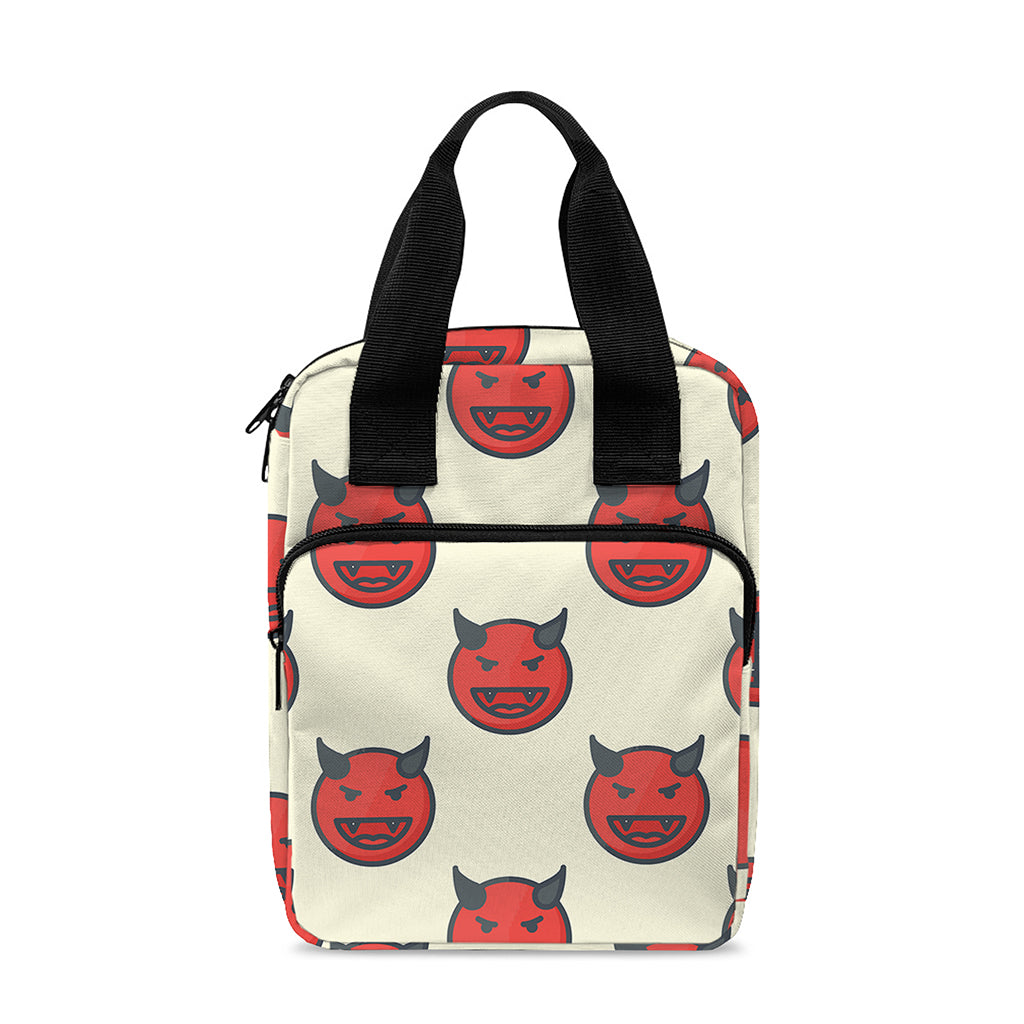 Devil Emoji Pattern Print Bible Tote Bag