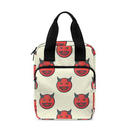 Devil Emoji Pattern Print Bible Tote Bag