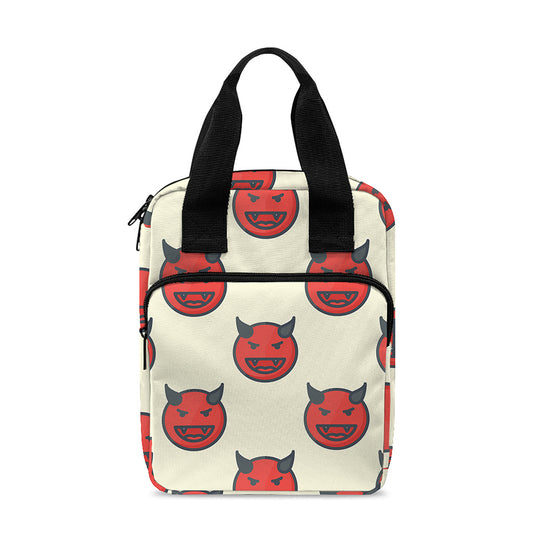 Devil Emoji Pattern Print Bible Tote Bag