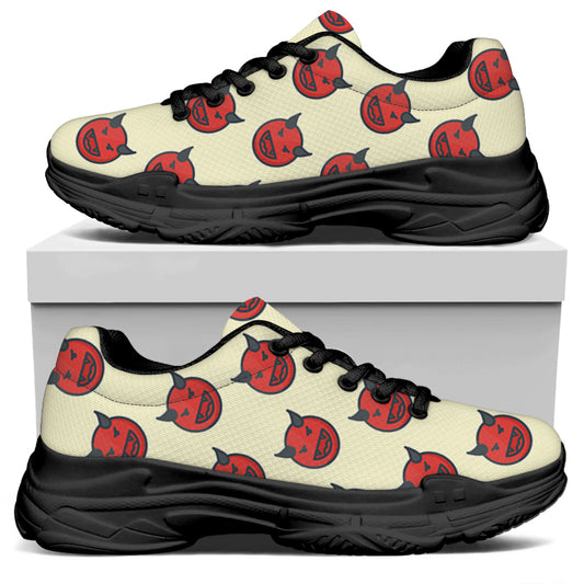 Devil Emoji Pattern Print Black Chunky Shoes