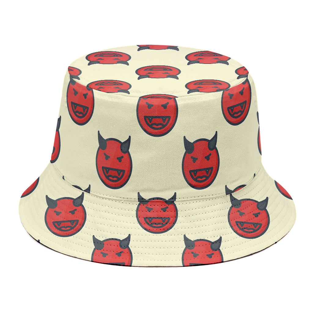 Devil Emoji Pattern Print Bucket Hat