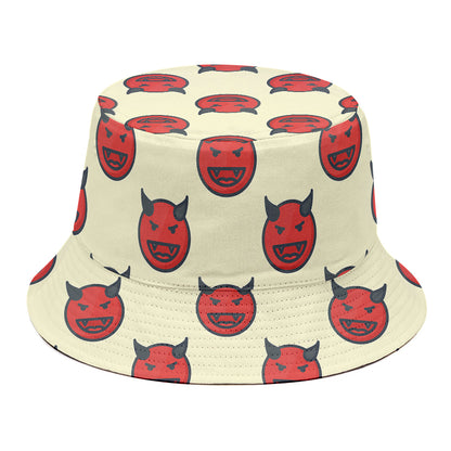 Devil Emoji Pattern Print Bucket Hat