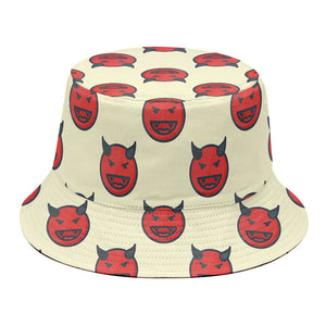 Devil Emoji Pattern Print Bucket Hat