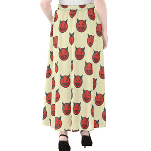 Devil Emoji Pattern Print Chiffon Maxi Skirt