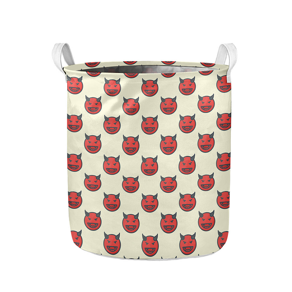 Devil Emoji Pattern Print Collapsible Laundry Basket