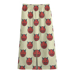 Devil Emoji Pattern Print Cotton Front Slit Maxi Skirt