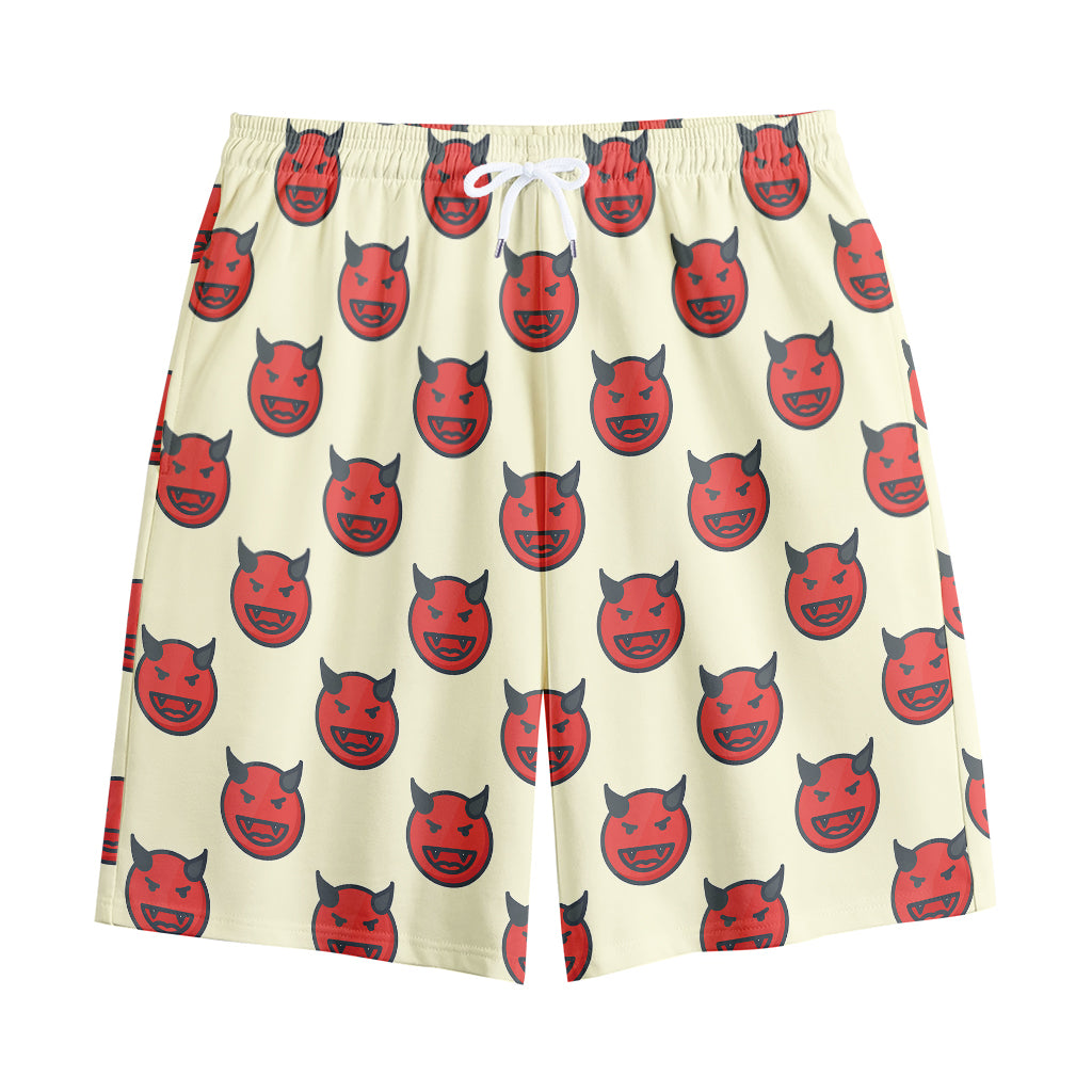 Devil Emoji Pattern Print Cotton Shorts