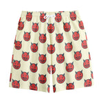Devil Emoji Pattern Print Cotton Shorts